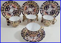 Royal Crown Derby Traditional Imari Flat Cup & Saucer Sets x 4
