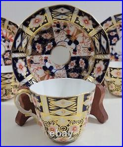 Royal Crown Derby Traditional Imari Flat Cup & Saucer Sets x 4