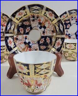 Royal Crown Derby Traditional Imari Flat Cup & Saucer Sets x 4