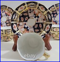 Royal Crown Derby Traditional Imari Flat Cup & Saucer Sets x 4