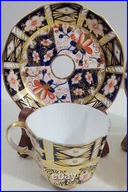 Royal Crown Derby Traditional Imari Flat Cup & Saucer Sets x 4