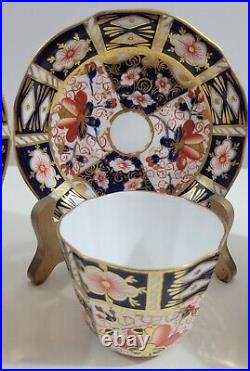 Royal Crown Derby Traditional Imari Flat Cup & Saucer Sets x 4