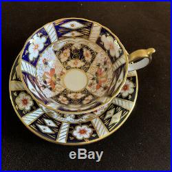 Royal Crown Derby Traditional Imari Footed Cup & Saucer Blue Gold Full Decorated