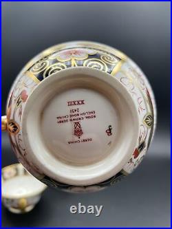 Royal Crown Derby Traditional Imari Footed Tea Cups Set of 3- English Bone China