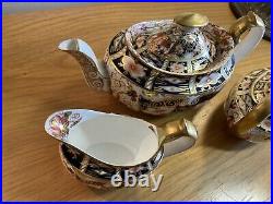 Royal Crown Derby Traditional Imari Pattern Teapot Set Creamer Sugar England