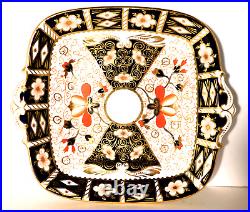 Royal Crown Derby Traditional Imari Square Cake Plate with Handles MINT