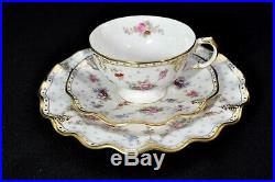 Royal Crown Derby Trio Royal Antoinette Cup Saucer Plate Bone China