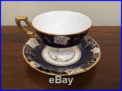 Royal Crown Derby VINE COBALT FLORAL Footed Cup & Saucer Set England