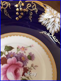 Royal Crown Derby VINE COBALT FLORAL Footed Cup & Saucer Set England