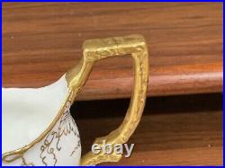 Royal Crown Derby VINE Pattern Garnett Floral Center Gravy Boat Underplate A879