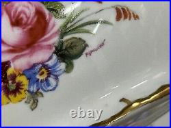 Royal Crown Derby VINE Pattern Garnett Floral Center Gravy Boat Underplate A879