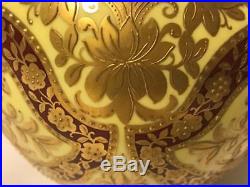 Royal Crown Derby Vase w Moorish Design Cream and Red Glazed Gilt Beaded Florals