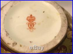 Royal Crown Derby Vase w Moorish Design Cream and Red Glazed Gilt Beaded Florals