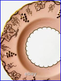 Royal Crown Derby Vine Bone China Salmon Pink Set of 8 Salad Dessert Plates