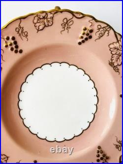 Royal Crown Derby Vine Bone China Salmon Pink Set of 8 Salad Dessert Plates