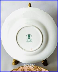 Royal Crown Derby Vine Bone China Salmon Pink Set of 8 Salad Dessert Plates