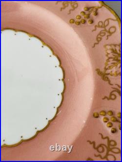 Royal Crown Derby Vine Bone China Salmon Pink Set of 8 Salad Dessert Plates