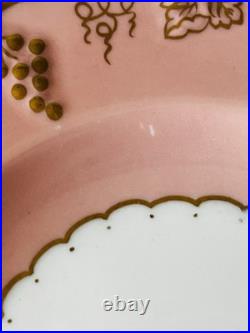 Royal Crown Derby Vine Bone China Salmon Pink Set of 8 Salad Dessert Plates