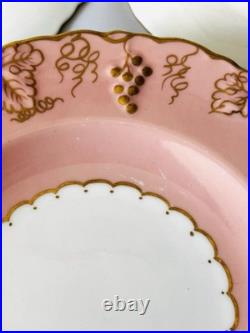 Royal Crown Derby Vine Bone China Salmon Pink Set of 8 Salad Dessert Plates