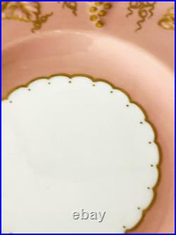 Royal Crown Derby Vine Bone China Salmon Pink Set of 8 Salad Dessert Plates