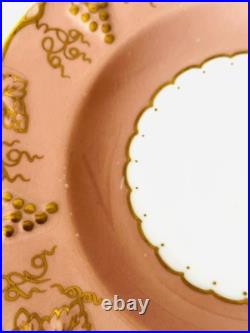 Royal Crown Derby Vine Bone China Salmon Pink Set of 8 Salad Dessert Plates