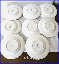 Royal Crown Derby Vine Bone China Salmon Pink Set of 8 Salad Dessert Plates
