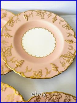 Royal Crown Derby Vine Bone China Salmon Pink Set of 8 Salad Dessert Plates