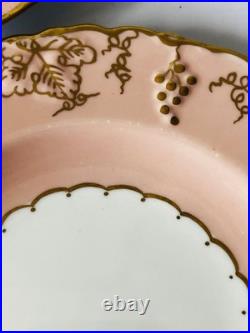 Royal Crown Derby Vine Bone China Salmon Pink Set of 8 Salad Dessert Plates