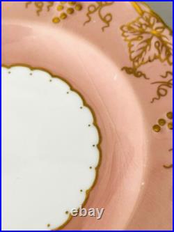 Royal Crown Derby Vine Bone China Salmon Pink Set of 8 Salad Dessert Plates