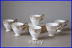 Royal Crown Derby Vine Gold Footed Demitasse Cups & Saucers, Set of (6)