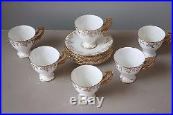 Royal Crown Derby Vine Gold Footed Demitasse Cups & Saucers, Set of (6)