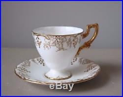 Royal Crown Derby Vine Gold Footed Demitasse Cups & Saucers, Set of (6)