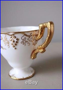 Royal Crown Derby Vine Gold Footed Demitasse Cups & Saucers, Set of (6)