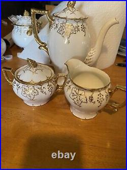 Royal Crown Derby Vine Gold One Coffee Pot, Sugar Bowl, Creamer