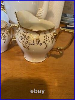 Royal Crown Derby Vine Gold One Coffee Pot, Sugar Bowl, Creamer