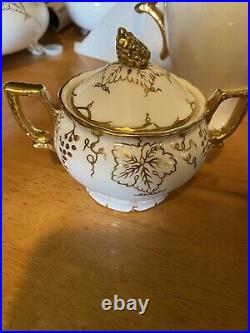 Royal Crown Derby Vine Gold One Coffee Pot, Sugar Bowl, Creamer