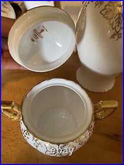 Royal Crown Derby Vine Gold One Coffee Pot, Sugar Bowl, Creamer