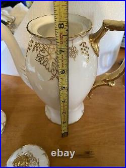 Royal Crown Derby Vine Gold One Coffee Pot, Sugar Bowl, Creamer