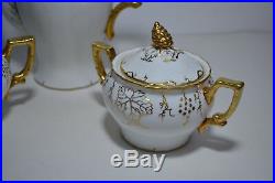 Royal Crown Derby Vine Gold Tea Set Creamer, Sugar Bowl, Teapot