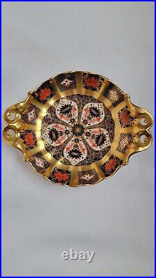 Royal Crown Derby Vintage Bone China Imari Twin Handle Footed Dish/ Comport