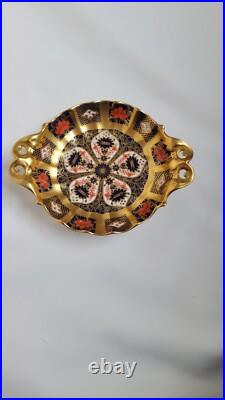 Royal Crown Derby Vintage Bone China Imari Twin Handle Footed Dish/ Comport