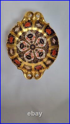Royal Crown Derby Vintage Bone China Imari Twin Handle Footed Dish/ Comport