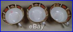 Royal Crown Derby Vintage Imari 1128 6149 Set of 3 Teacup Tea Cups & Saucers