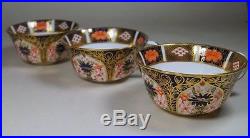 Royal Crown Derby Vintage Imari 1128 6149 Set of 3 Teacup Tea Cups & Saucers