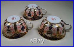 Royal Crown Derby Vintage Imari 1128 6149 Set of 3 Teacup Tea Cups & Saucers