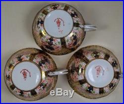 Royal Crown Derby Vintage Imari 1128 6149 Set of 3 Teacup Tea Cups & Saucers