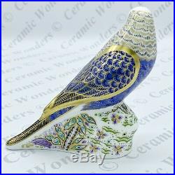 Royal Crown Derby Violet Budgerigar Bird Paperweight Boxed Gold Stopper