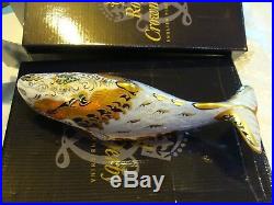 Royal Crown Derby WHALE Paperweight gold stopper, With its Box