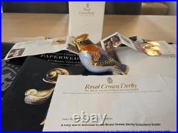 Royal Crown Derby Waxwing Paperweight -Handcrafted Bone China, 22ct Gold Boxed