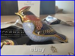 Royal Crown Derby Waxwing Paperweight -Handcrafted Bone China, 22ct Gold Boxed
